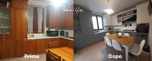 Prima e Dopo di una cucina Pitturata con Magic Paint