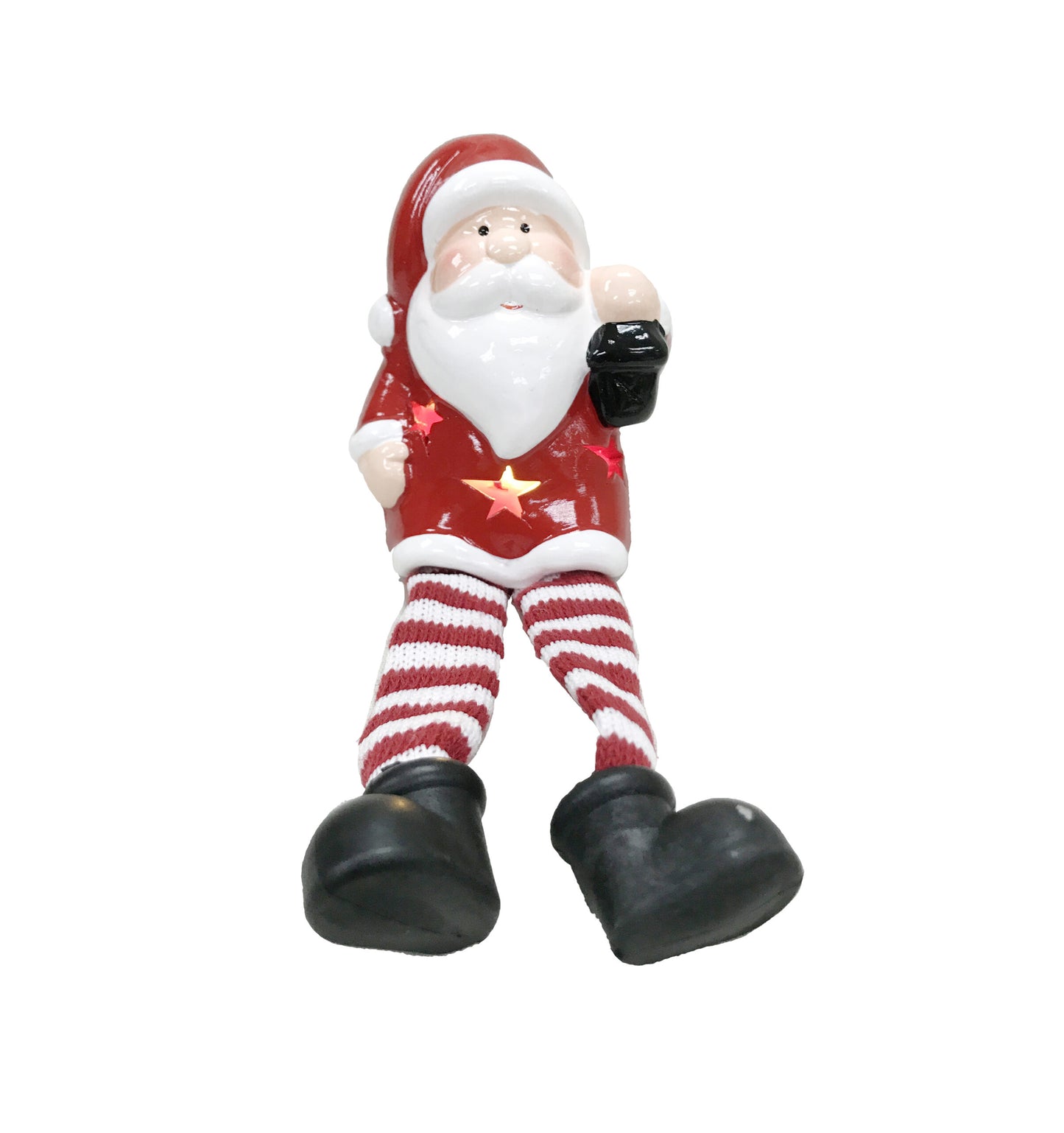 Babbo natale in ceramica gambe molli e led