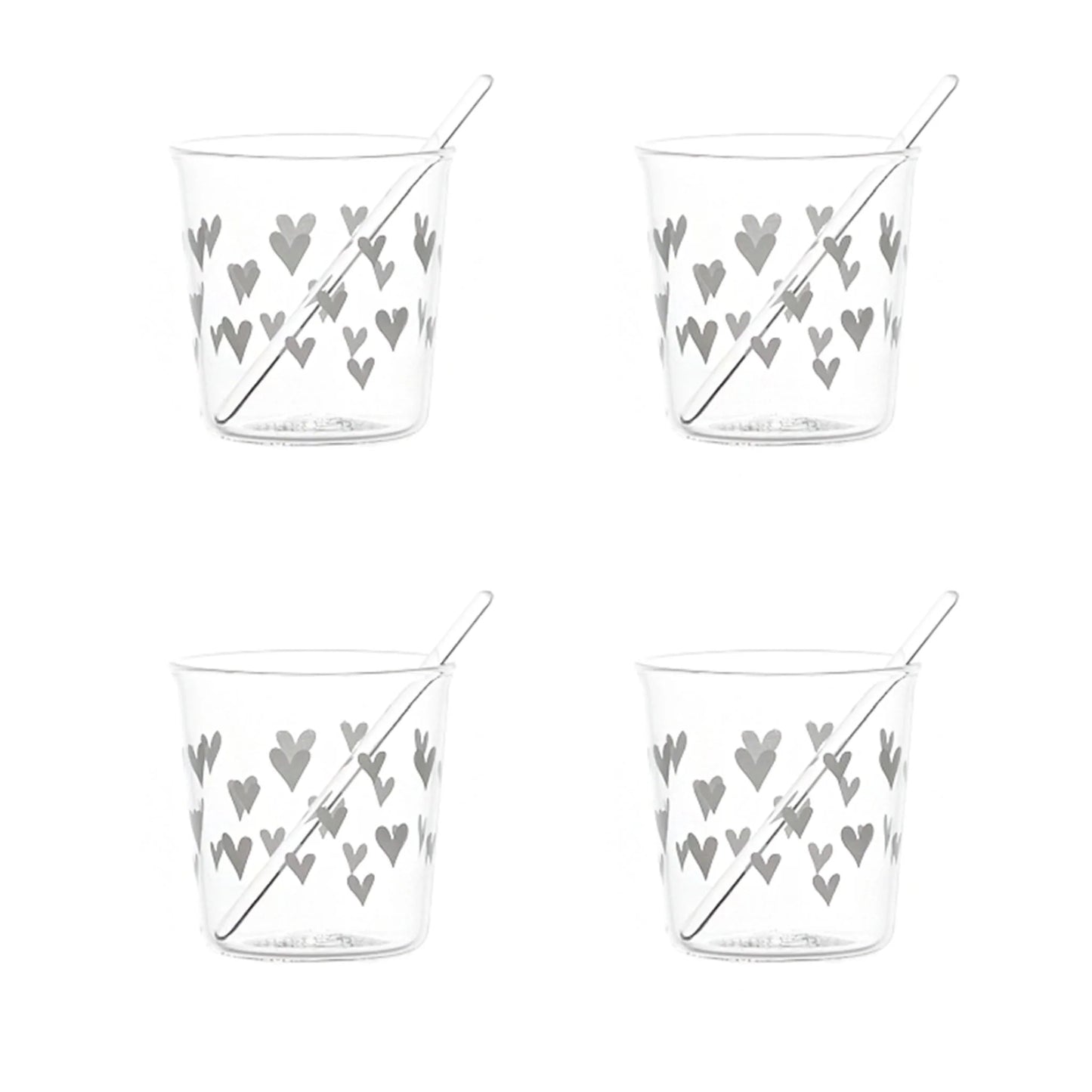 Cuori bianchi - set 4 tazzine