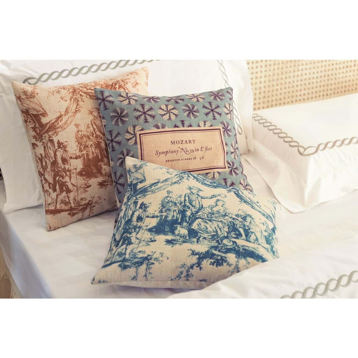 Cuscino Stampato Toile de Jouy Ocra