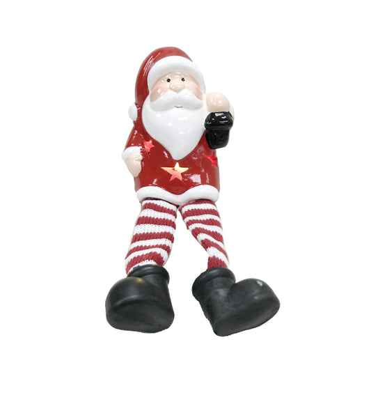 Babbo natale in ceramica gambe molli e led