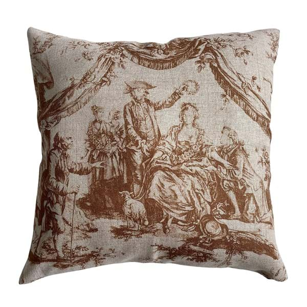 Cuscino Stampato Toile de Jouy Ocra